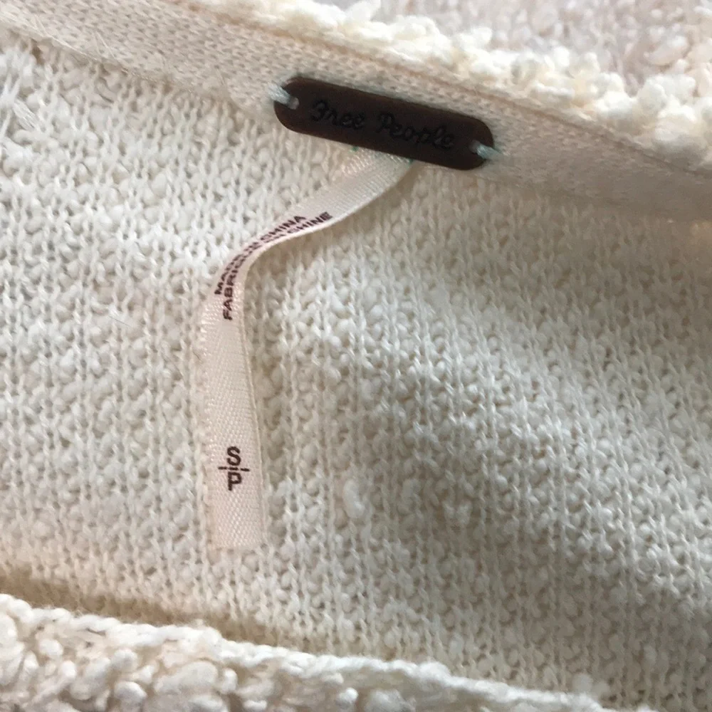 Free People Popcorn Knit Sweater Cream Ivory Small